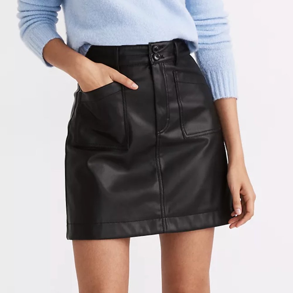 Madewell Vegan Leather A-Line Mini Skirt (fits like 6)